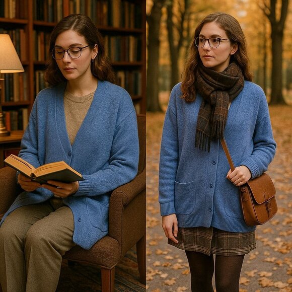 VTG Eileen Fisher Organic Linen Cotton Blue Cardigan 1X Coastal Chic Layering Es - Picture 1 of 11